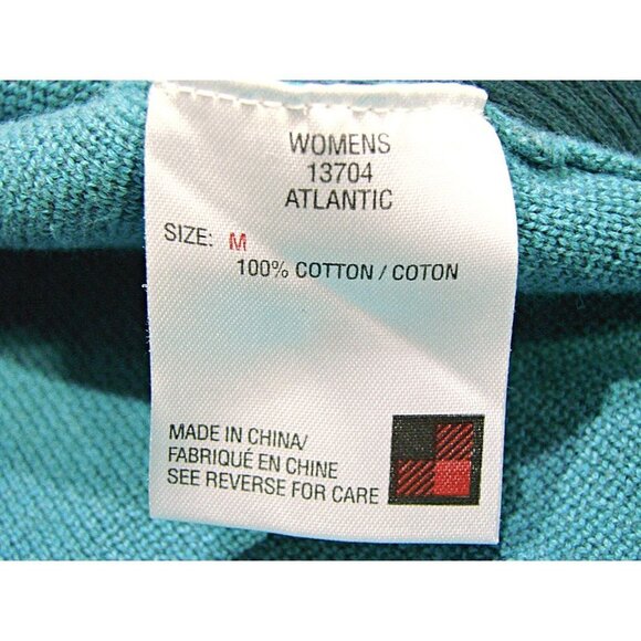 Vintage Womens Woolrich Atlantic Cotton Turquoise Snowflake V Neck Sweater Sz M - Picture 10 of 11